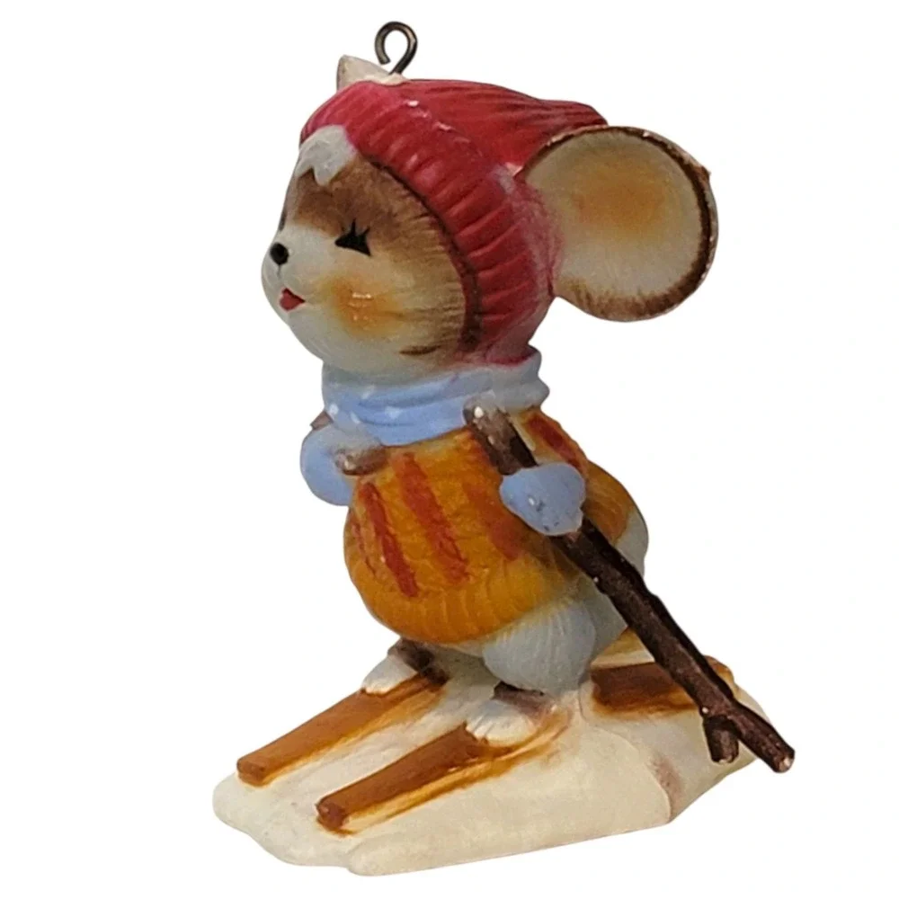 VTG‎ 80s Christmas Around the World Outdoor Mice Ornament Skiing Mouse Hong Kong